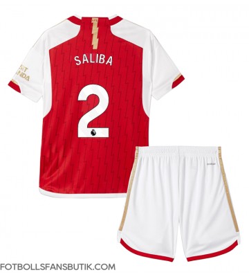 Arsenal William Saliba #2 Replika Hemmatröja Barn 2023-24 Kortärmad (+ Korta byxor)